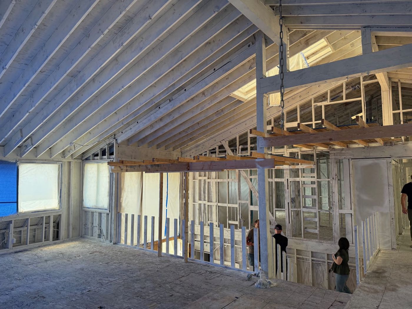 Structure stripped to framing during reconstruction